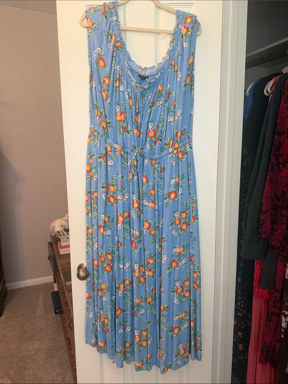 torrid Light Blue Maxi Dress with Orange Floral Print